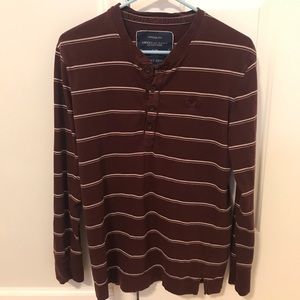 Dark purple stripe long sleeve shirt